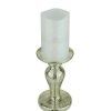 Home * | Brand New Roman 7 Battery Operated Iridescent Flameless Pillar Candle With Silver Stand White