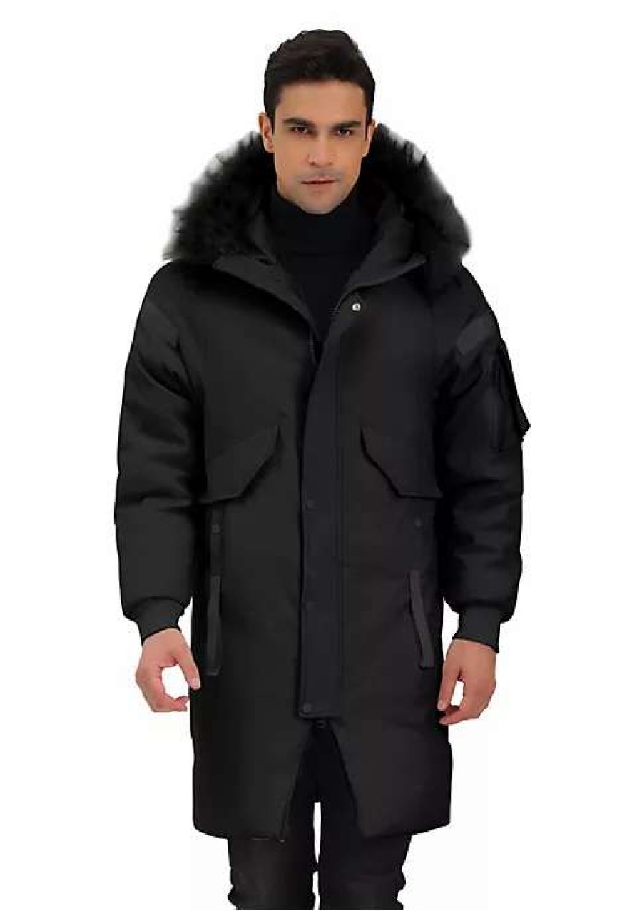 Men * | Best Deal Lars Amadeus Men'S Puffer Coat Windbreaker Heavyweight Faux Fur Hooded Parka Jacket