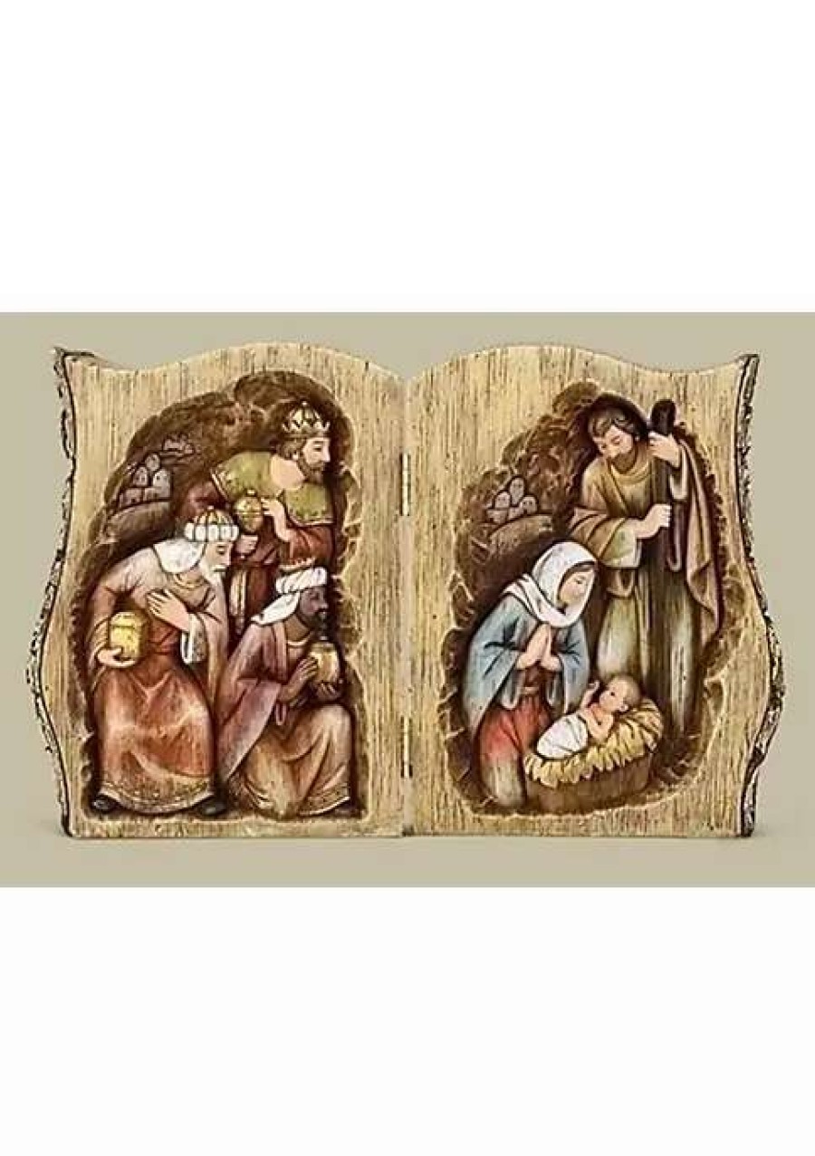 Home * | Cheap Roman 13.75 Vibrantly Colored Joseph Nativity Scene Folding Log Tabletop Brown