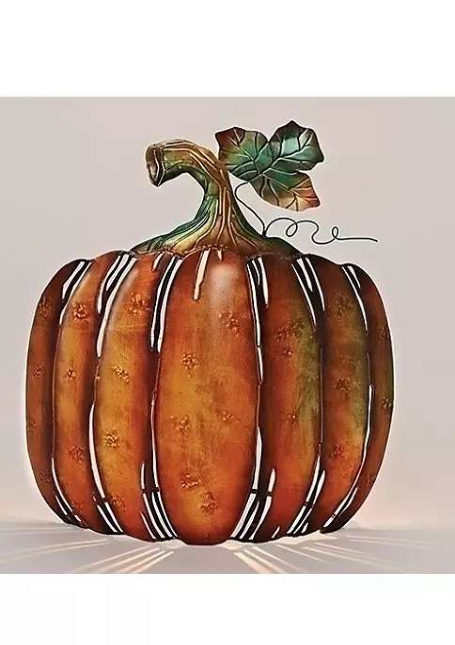 Home * | Wholesale Roman 13 Autumn Burnt And Green Metal Pumpkin Tabletop Votive Candle Holder Orange