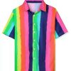 Men * | Cheapest Lars Amadeus Men'S Summer Stripe Print Shirt Short Sleeve Button Down Shirts