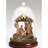 Home * | Best Deal Roman 7.25 And Yellow Led Lighted Musical Cloche Dome Nativity Scene Christmas Decor Brown