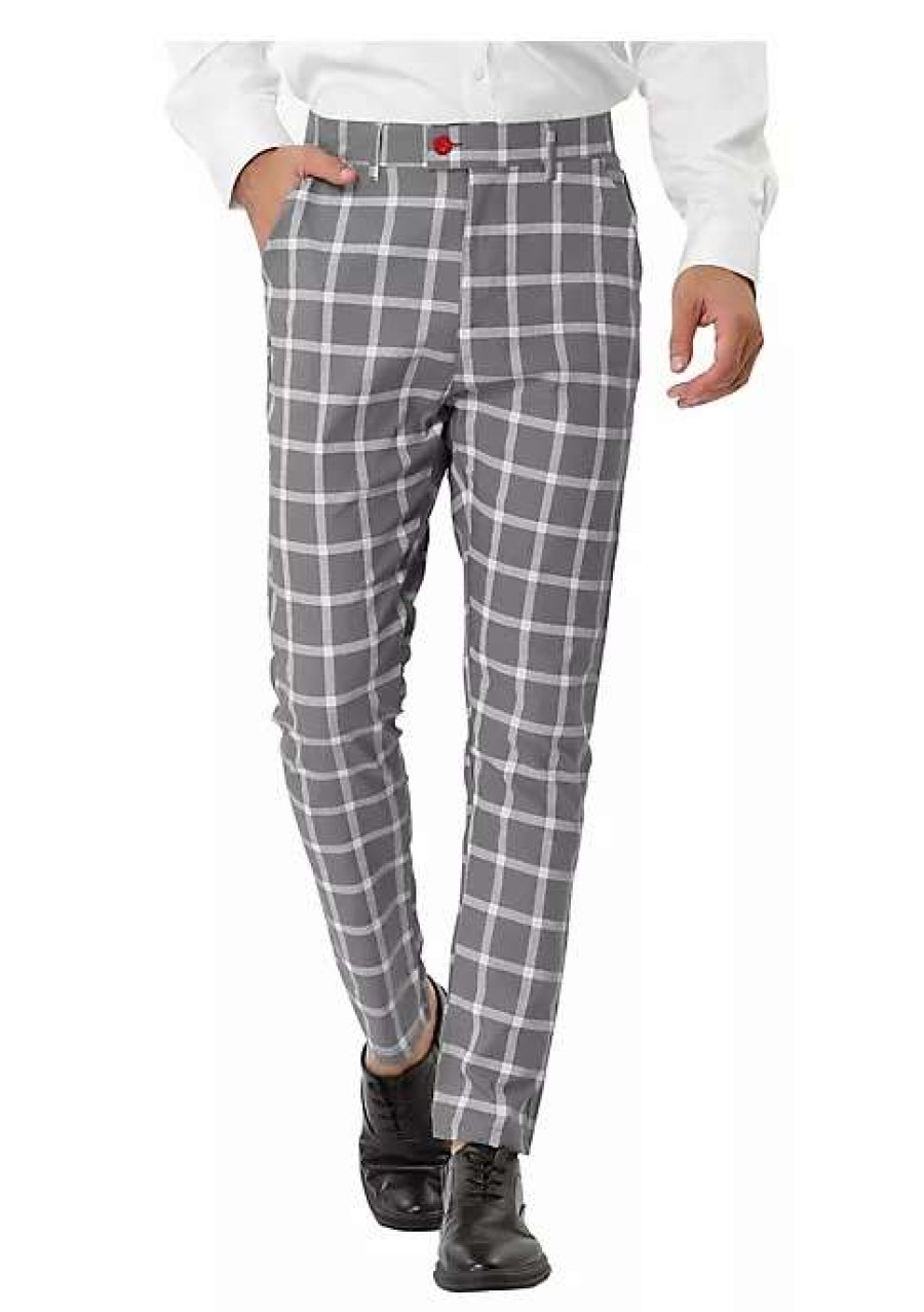 Men * | Cheapest Lars Amadeus Men'S Plaid Dress Pants Casual Slim Fit Flat Front Business Checked Trousers