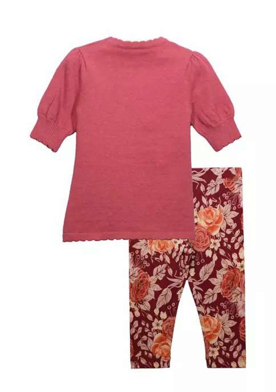 Kids * | Discount Bonnie Jean Girls 4-6X Puff Sweater Set Rose