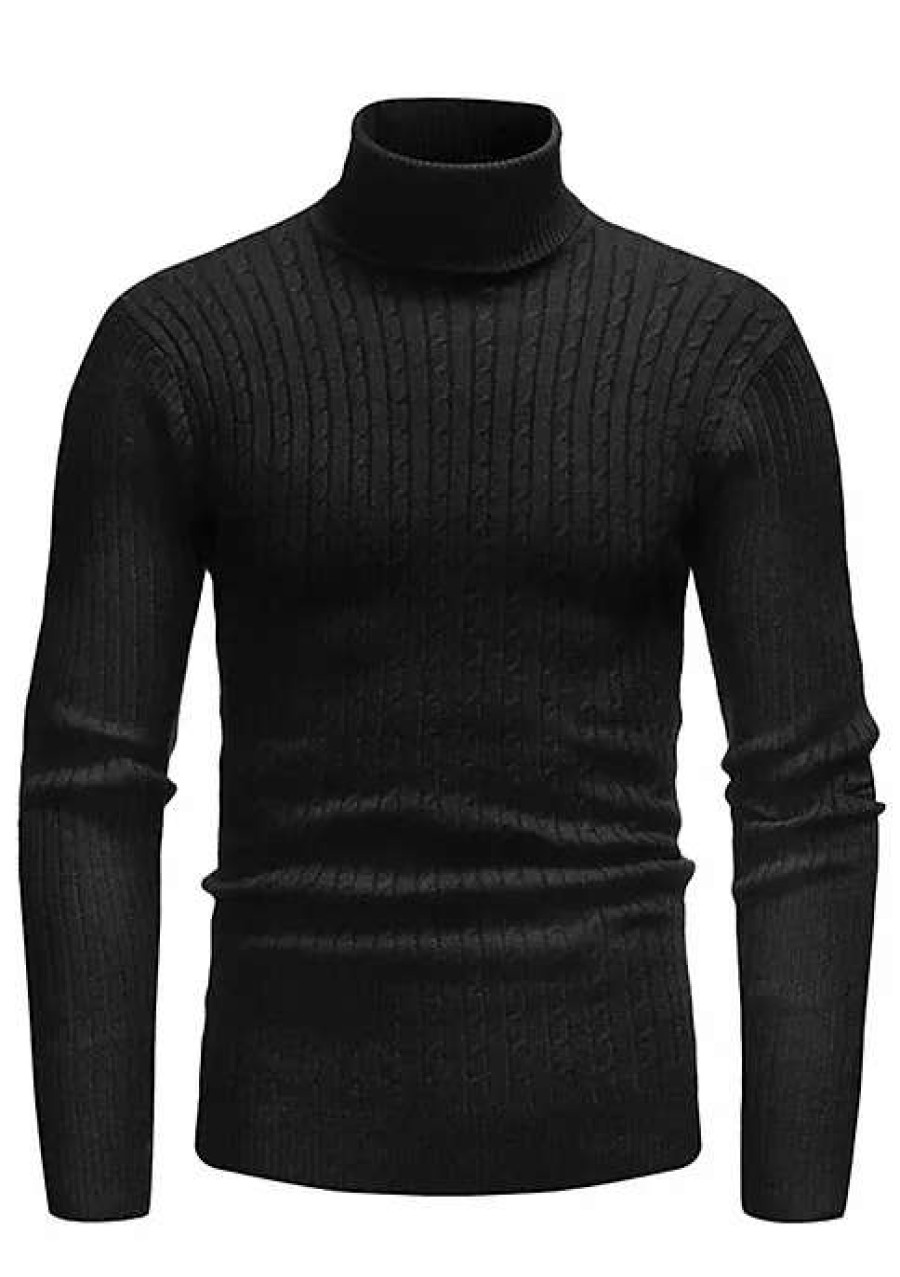 Men * | Top 10 Lars Amadeus Men'S Turtleneck Sweaters Winter Ribbed Cable Slim Fit Knit Pullover Sweater