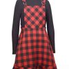 Kids * | Hot Sale Bonnie Jean Girls 4-6X Buffalo Check Bib Dress Red