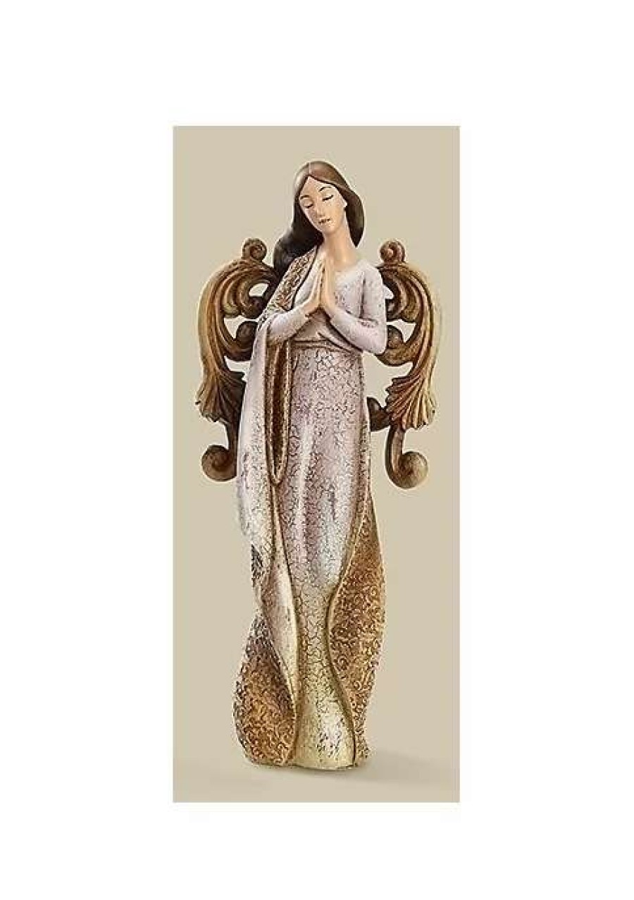 Home * | Promo Roman 9.75 And Purple Ornate Weathered Angel Christmas Tabletop Figurine Brown