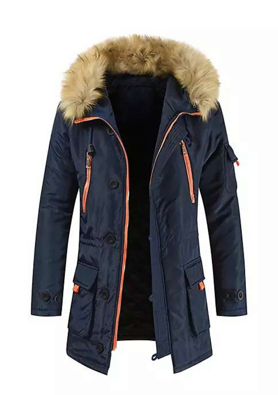 Men * | Best Deal Lars Amadeus Men'S Faux Fur Hooded Parka Jacket Zip Up Heavyweight Puffer Overcoat Snow Coat