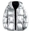 Men * | Cheap Lars Amadeus Men'S Hoodie Metallic Puffer Jacket Full Zip Heavyweight Shiny Quilting Jacket