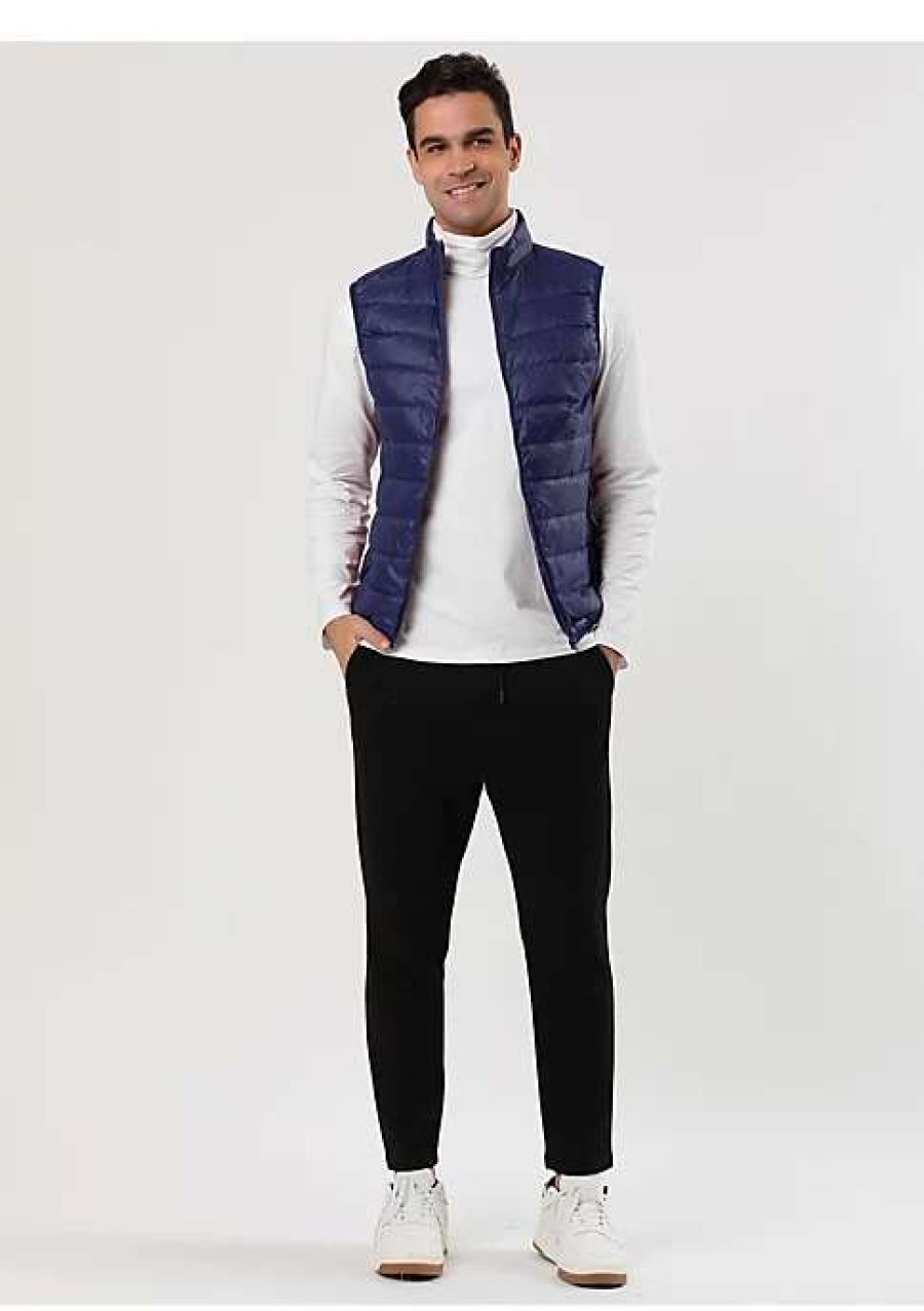 Men * | New Lars Amadeus Men'S Winter Lightweight Packable Zip Up Sleeveless Padded Puffer Vest