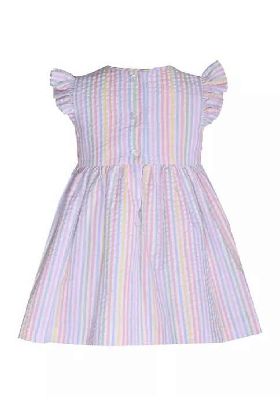 Kids * | Promo Bonnie Jean Baby Girls Short Sleeve Rainbow Smocked Dress Multi