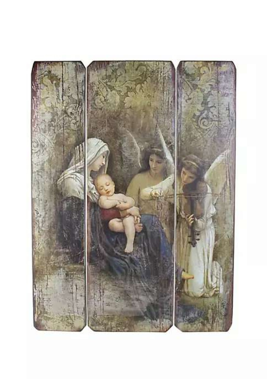 Home * | Hot Sale Roman 26 Joseph'S Studio Distressed Antique-Style Song Of The Angels Religious Panel Wall Decor Brown