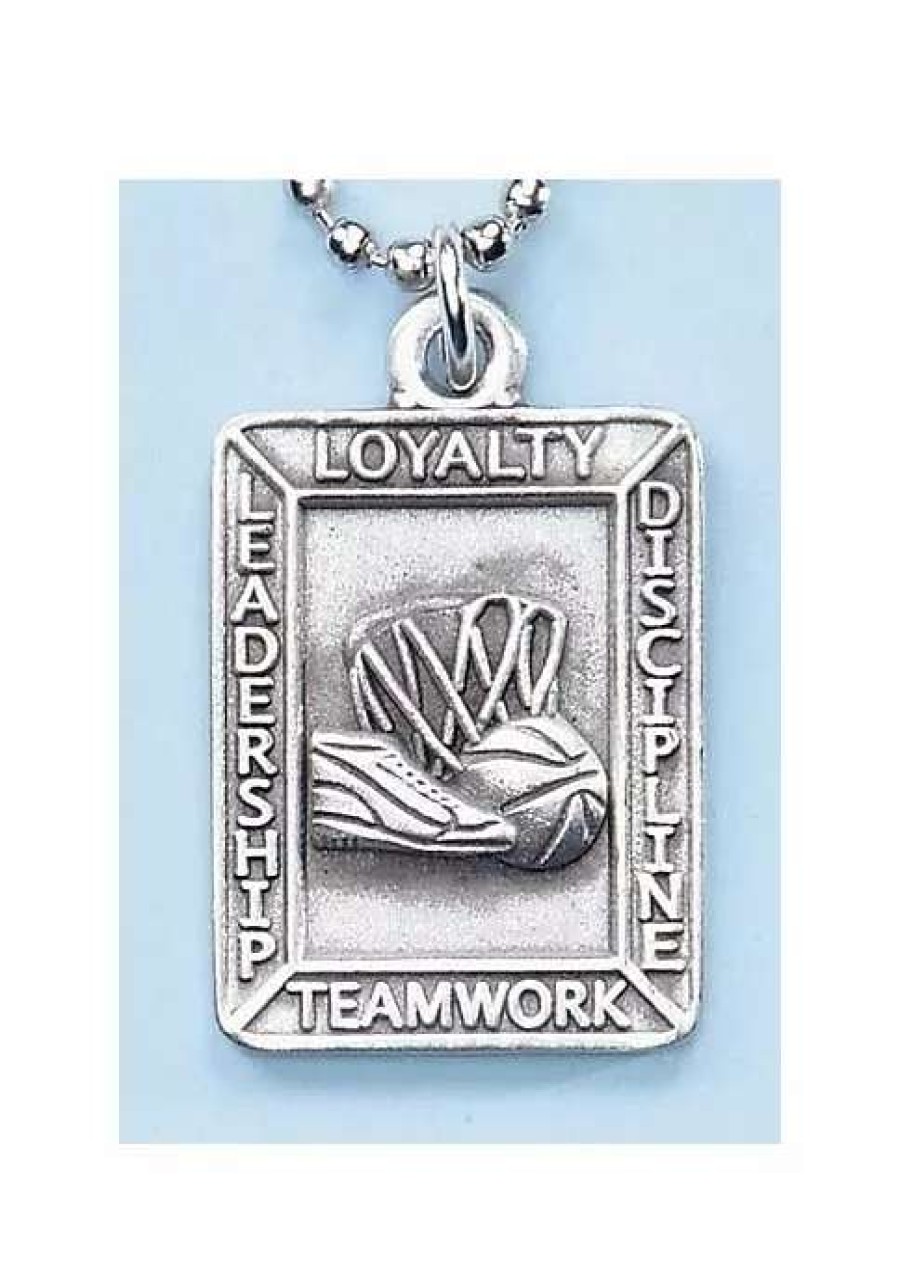 Jewelry * | Buy Roman Set Of 4 Team Inspiring Spirit Basketball Sports Pendants Silver