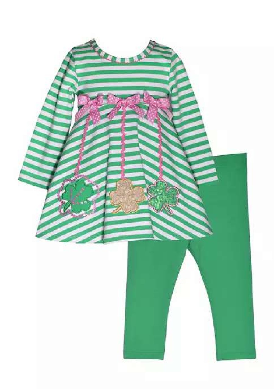 Kids * | Cheapest Bonnie Jean Baby Girls Long Sleeve St. Patty'S Day Set Green