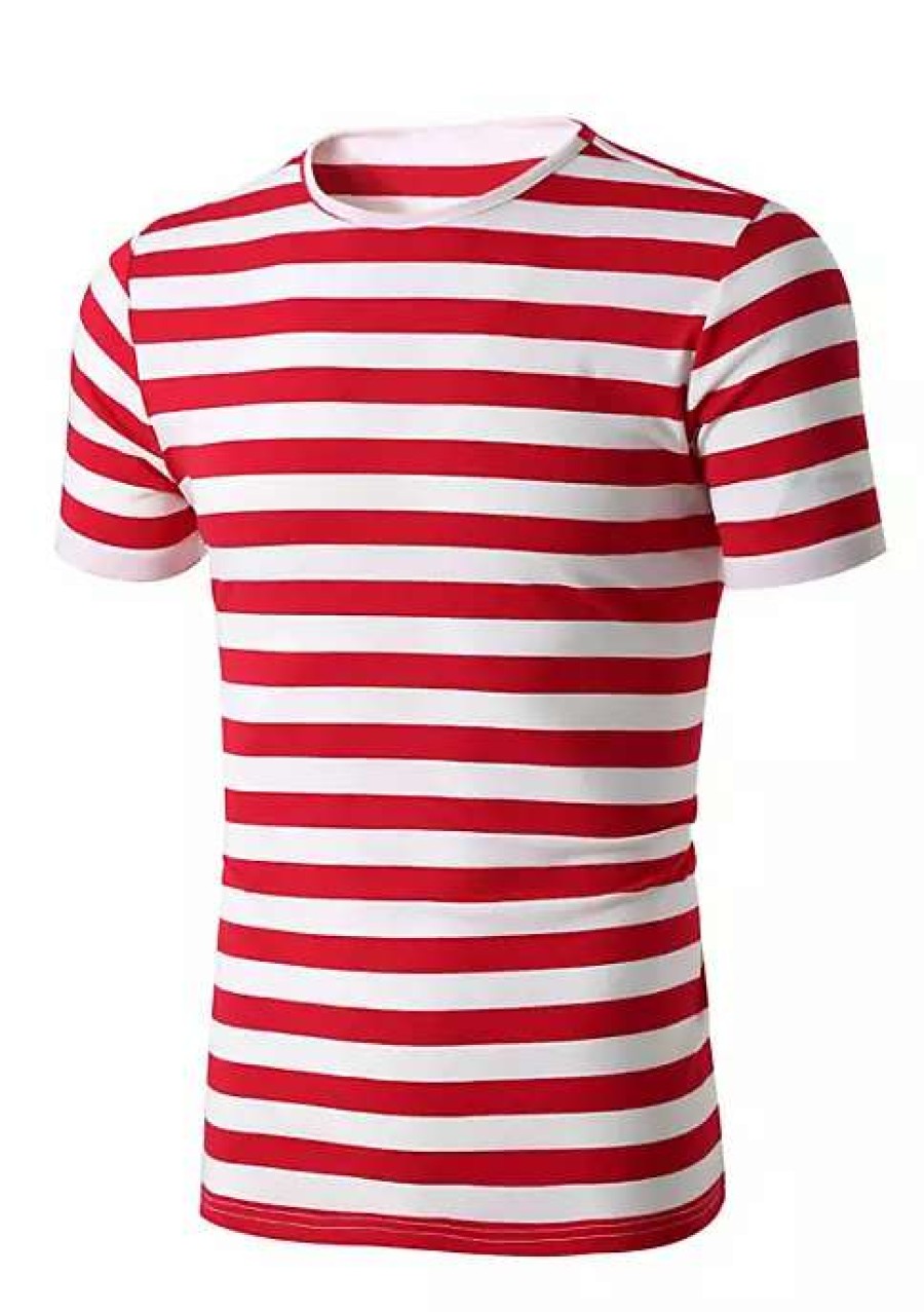 Costumes & Cosplay * | Buy Lars Amadeus Men'S Striped Shirt Crewneck Short Sleeve Summer Tee Shirts