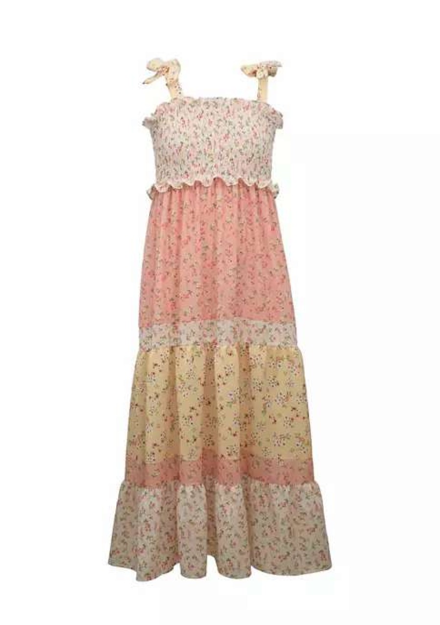 Kids * | New Bonnie Jean Girls 7-16 Ditsy Print Maxi Dress Coral