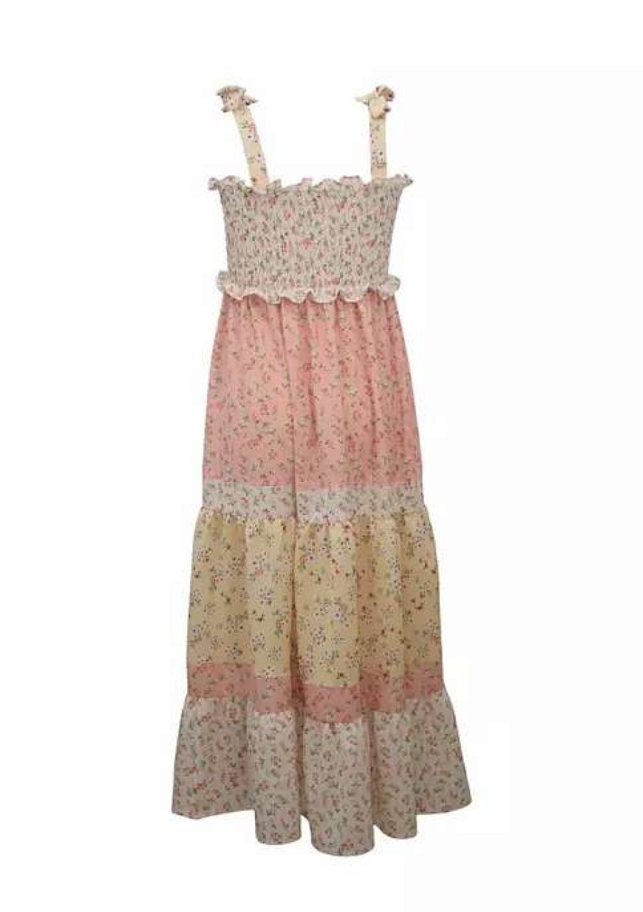 Kids * | New Bonnie Jean Girls 7-16 Ditsy Print Maxi Dress Coral