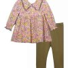 Kids * | Flash Sale Bonnie Jean Girls 4-6X Long Sleeve Knit Floral Set Olive