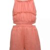 Kids * | Best Sale Bonnie Jean Girls 4-6X Shirred Bodice Romper Coral