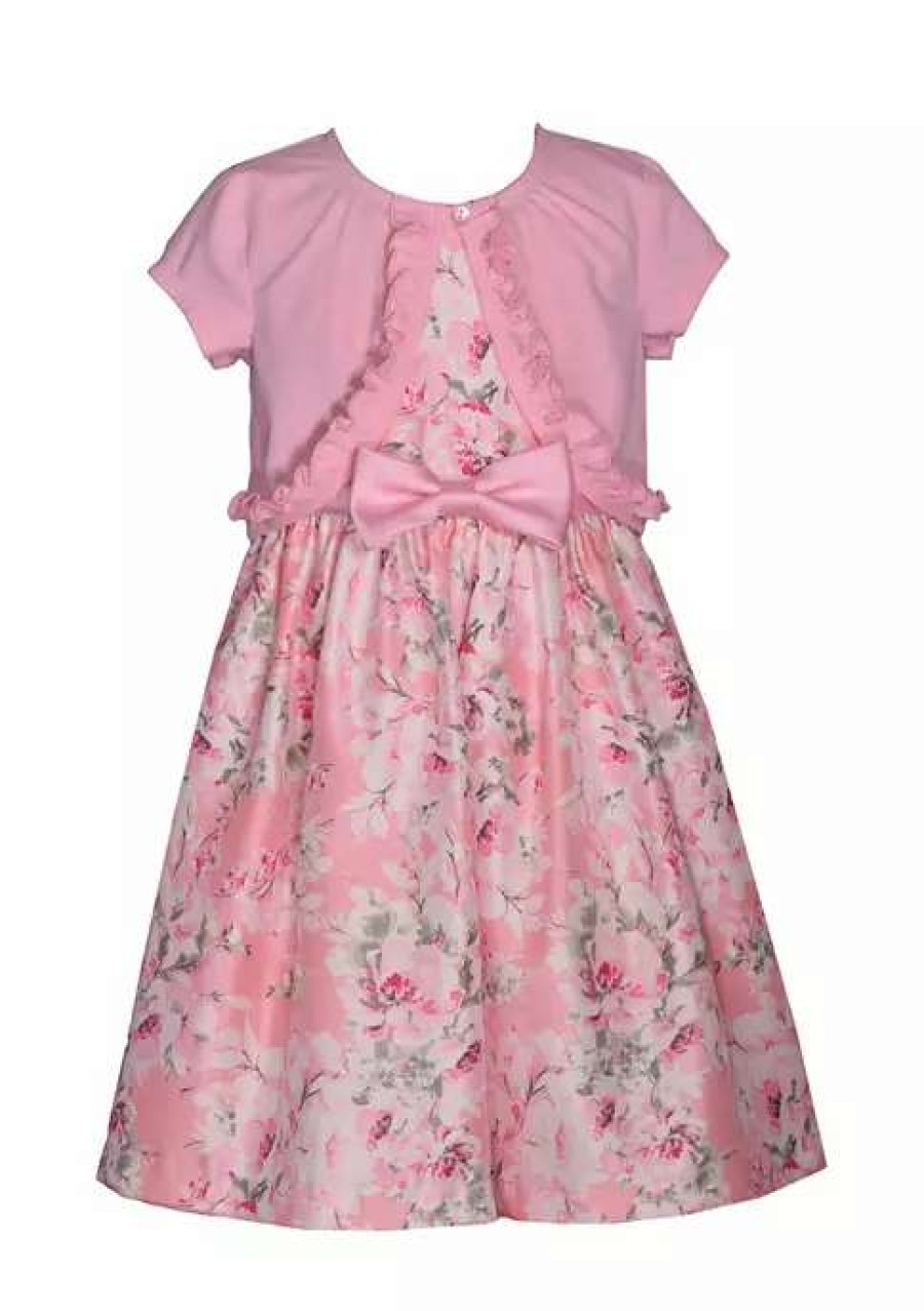 Kids * | Best Deal Bonnie Jean Toddler Girls Short Sleeve Floral Cardigan Dress Coral