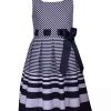 Kids * | Budget Bonnie Jean Girls 4-6X Nautical Striped Dress Navy