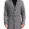 Men * | Discount Lars Amadeus Men'S Herringbone Overcoat Regular Fit Notched Lapel Single Breasted Trench Coat