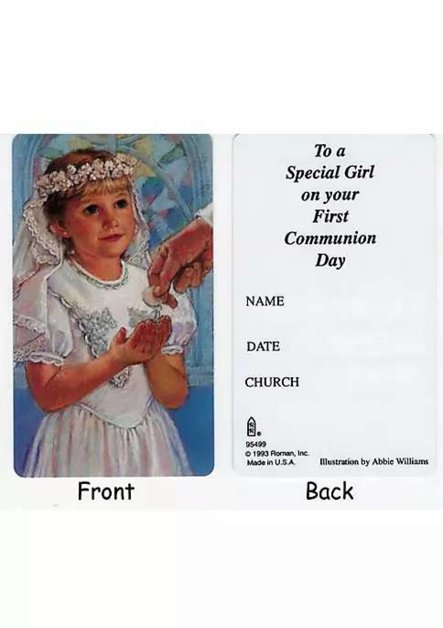 Home * | Promo Roman Club Pack Of 50 Girl'S First Communion Keepsake Cards #95499 White