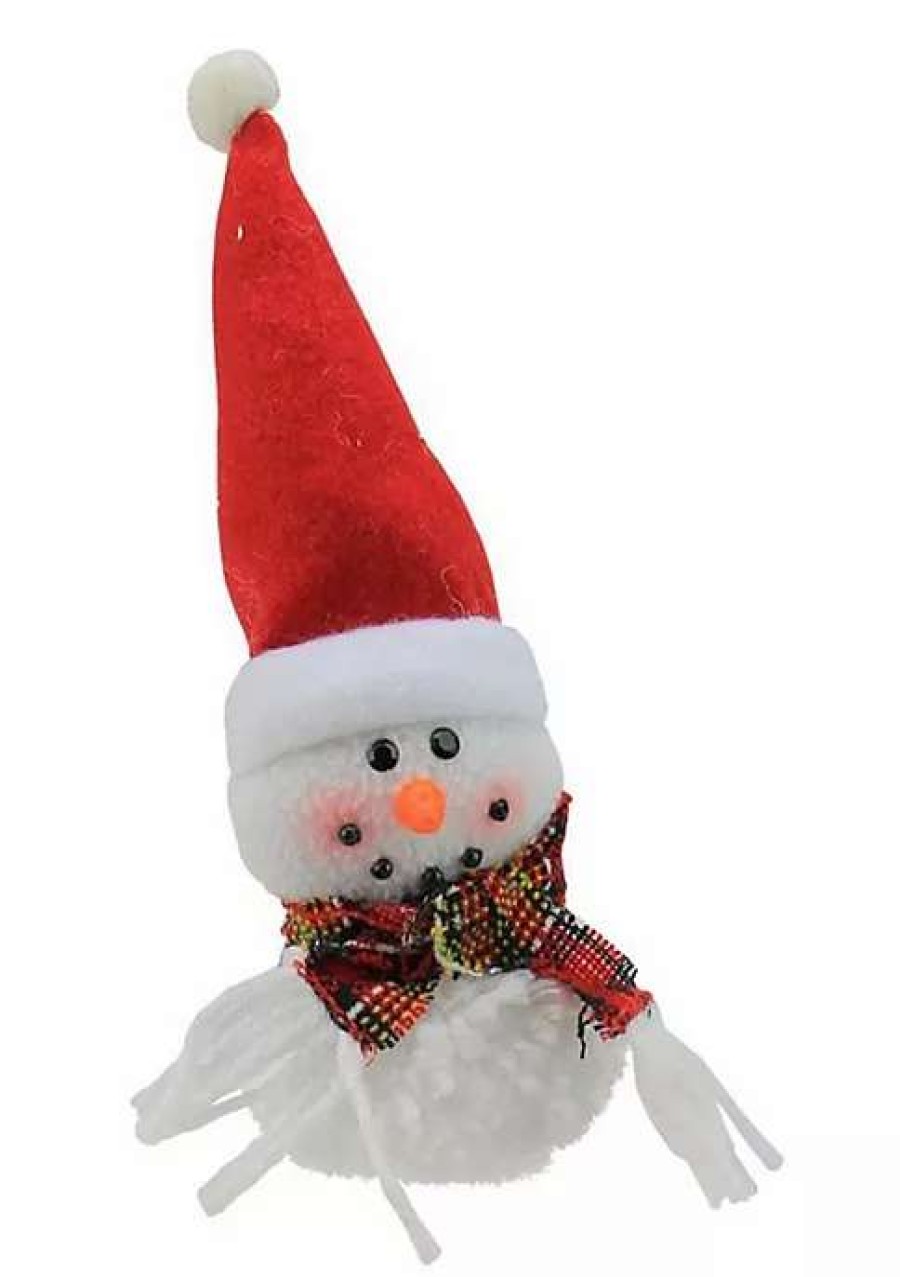 Home * | Top 10 Roman 8 And White Snowman With Santa Hat Christmas Ornament Red