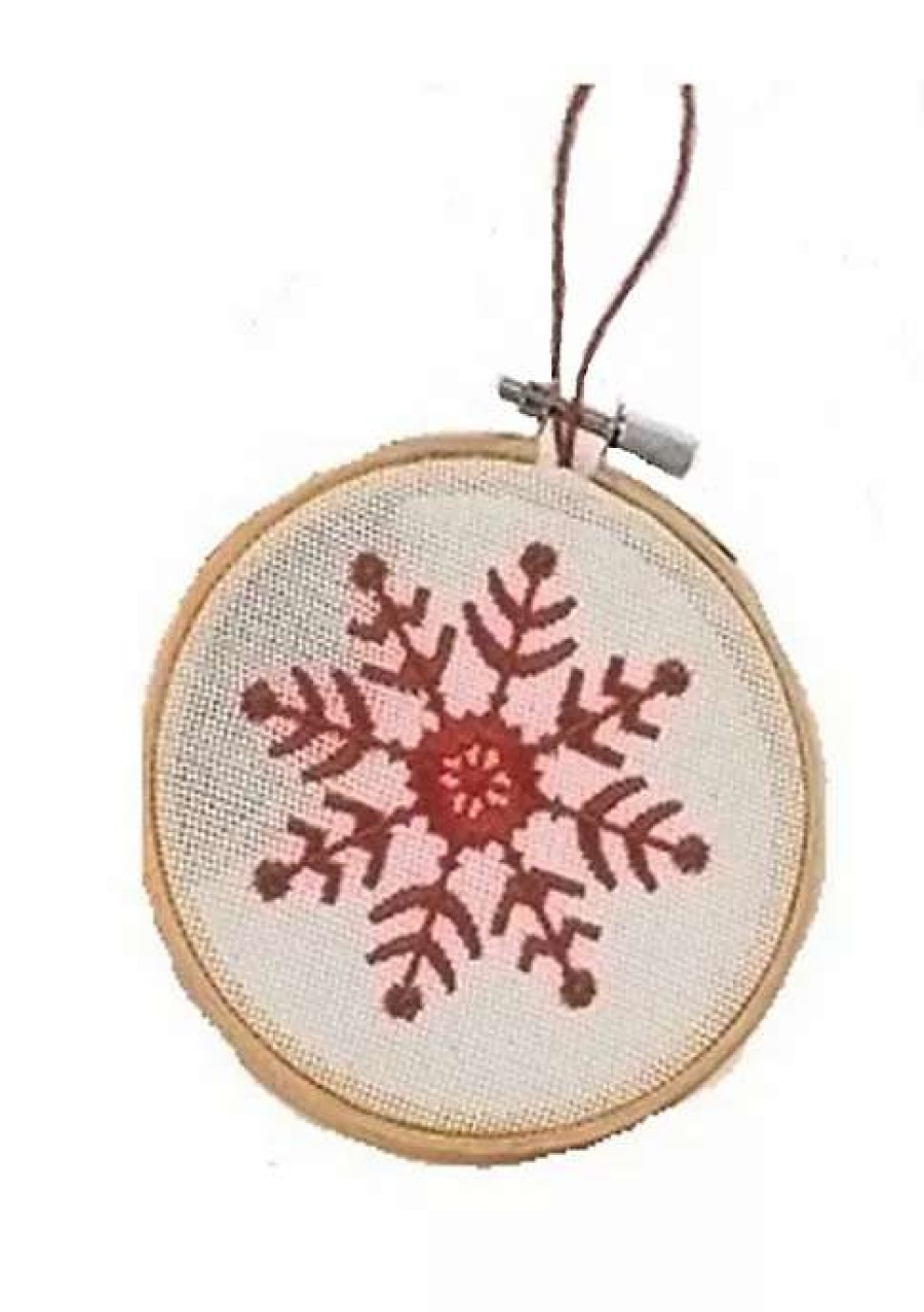 Home * | Best Pirce Roman 4.5 And Red Embroidered Snowflake In Hoop Loom Christmas Ornament White