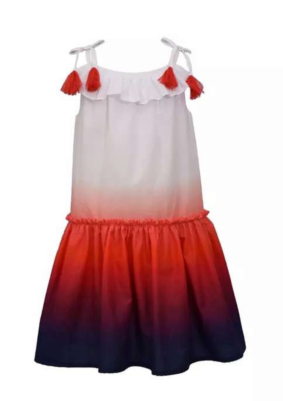 Kids * | Buy Bonnie Jean Girls 7-16 Dip Dye Americana Dress Red