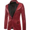 Men * | New Lars Amadeus Men'S Sequin Suit Jacket Peak Lapel Sparkly Party Show Glitter Sports Coat