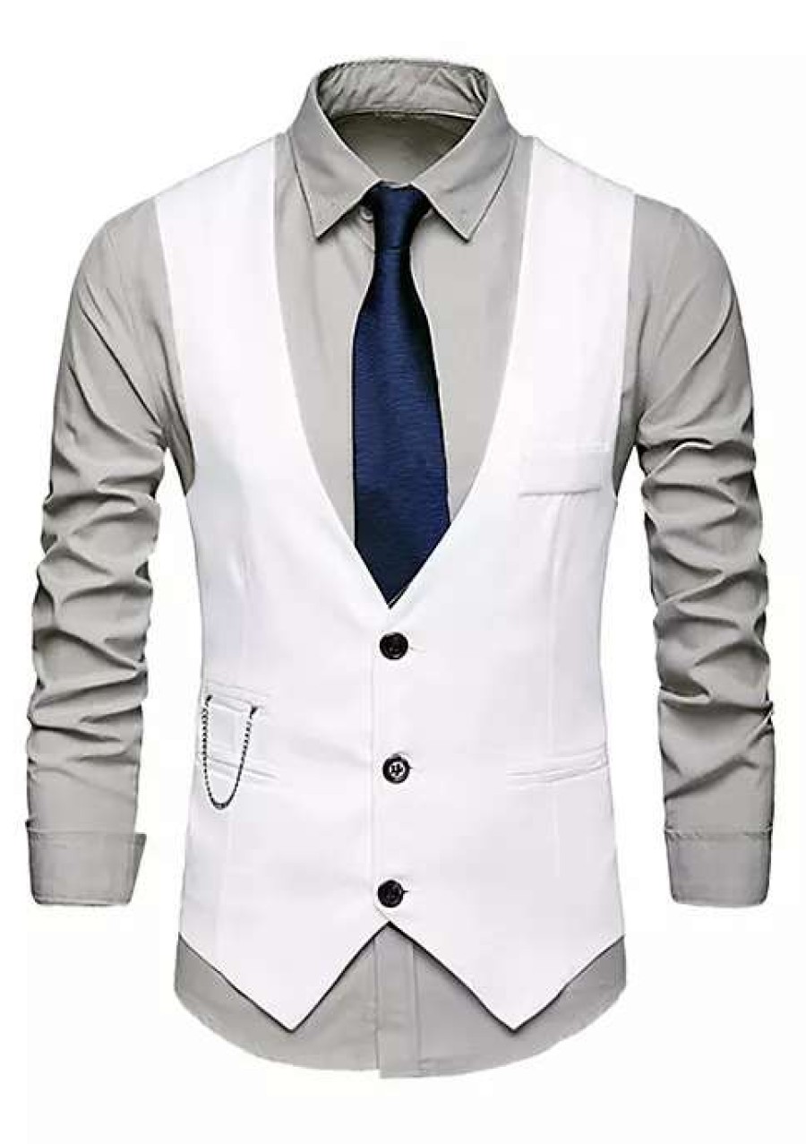 Men * | Cheapest Lars Amadeus Men'S Formal Suit Vest Solid Slim Fit V Neck Business Dress Vest Waistcoat