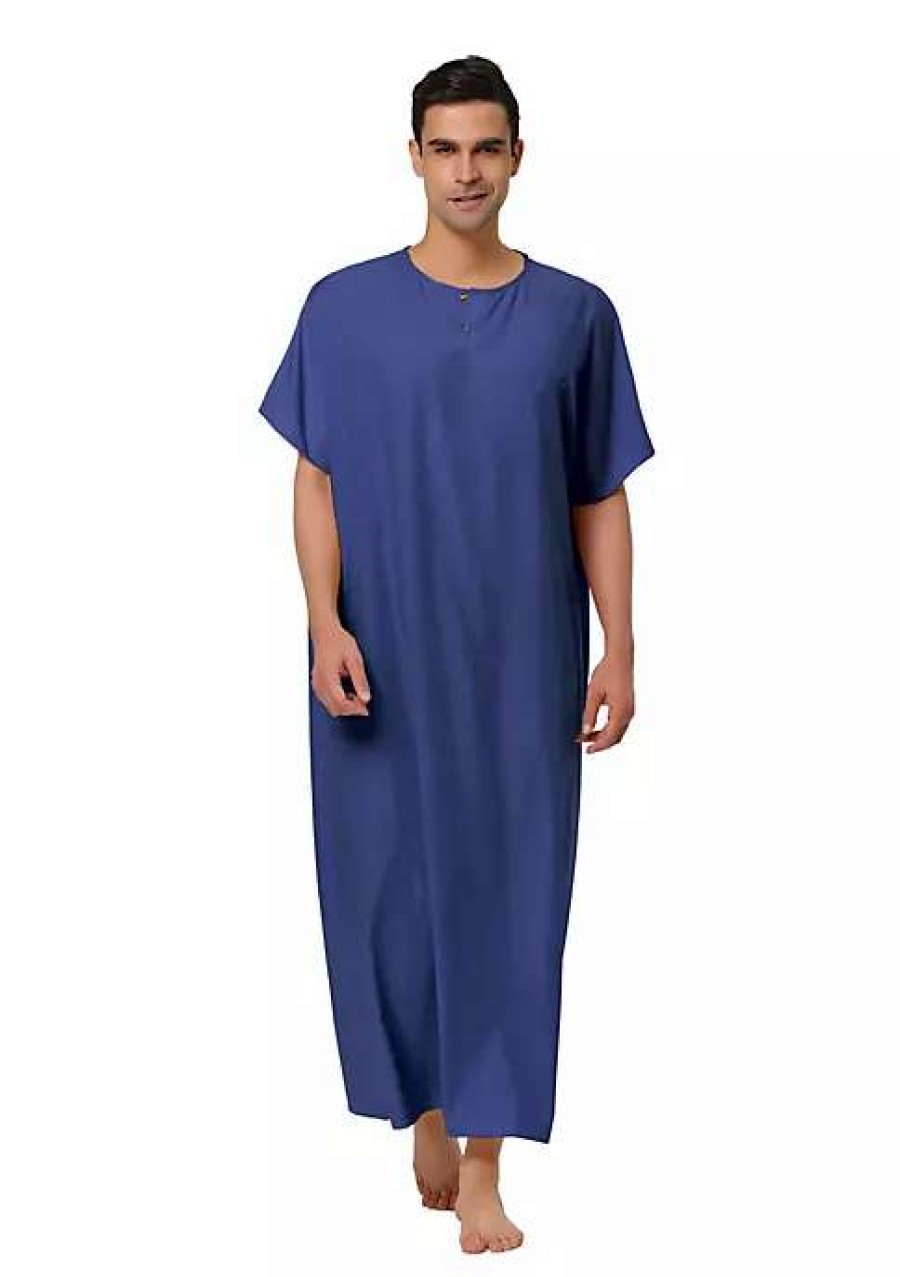 Men * | Wholesale Lars Amadeus Men'S Nightshirt Short Sleeves Sleep Shirt Lounge Sleepwear Long Gown