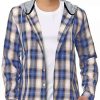 Men * | New Lars Amadeus Men'S Plaid Hooded Shirts Button Down Long Sleeves Checked Hoodie Shirt Jacket