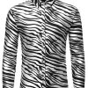 Men * | Hot Sale Lars Amadeus Men'S Vintage Leopard Animal Print Button Down Long Sleeve Casual Shirt