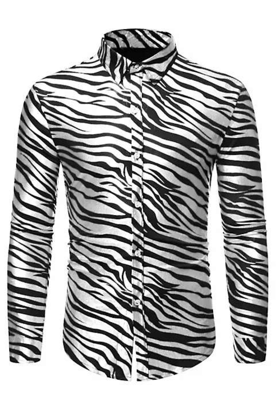 Men * | Hot Sale Lars Amadeus Men'S Vintage Leopard Animal Print Button Down Long Sleeve Casual Shirt