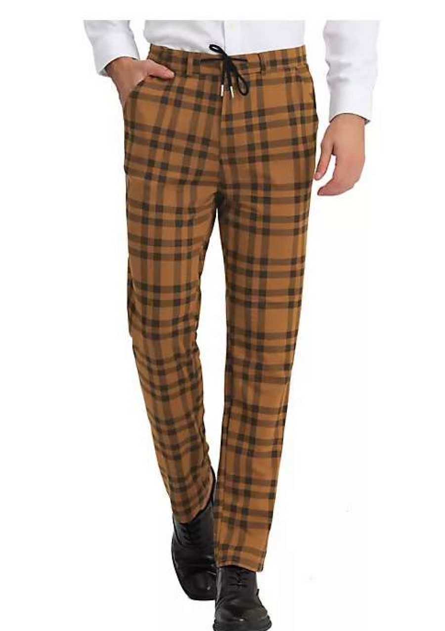 Men * | Hot Sale Lars Amadeus Men'S Plaid Dress Pants Casual Slim Fit Flat Front Skinny Business Checked Plaid Pants