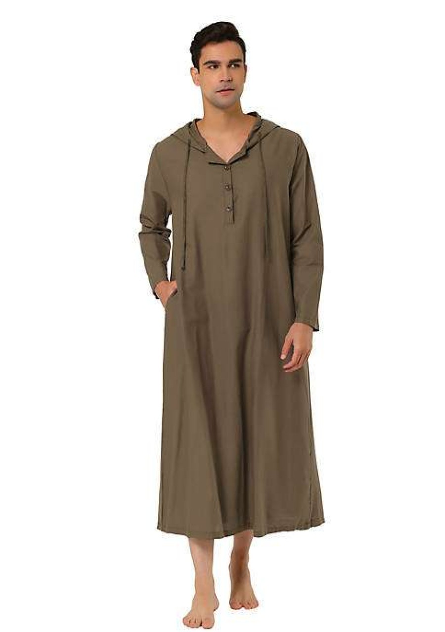 Men * | Best Deal Lars Amadeus Men'S Nightshirt Long Sleep Shirt Hooded Loungewear Nightgown Pajamas