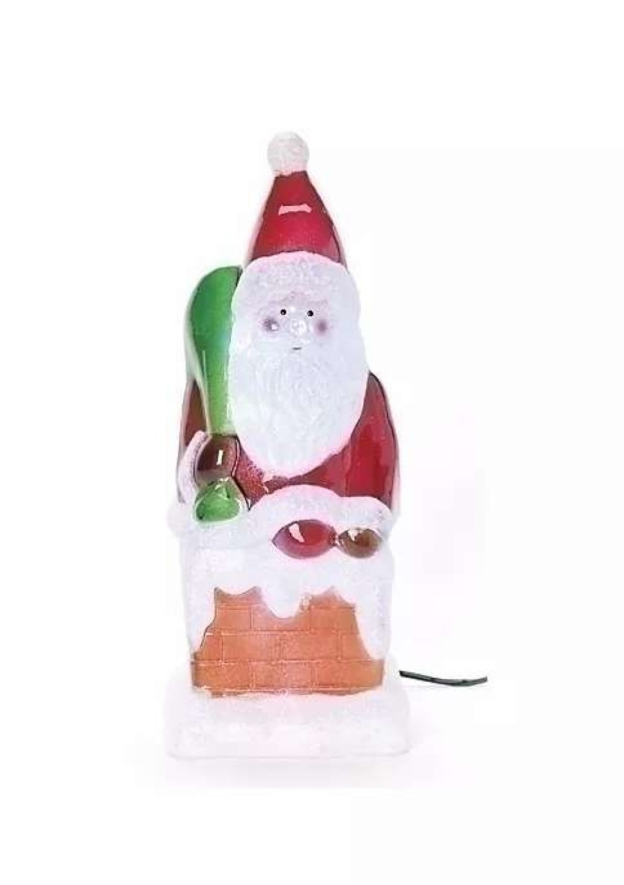 Home * | Cheapest Roman 12 And White Led Lighted Color Changing Santa Claus In Chimney Christmas Figure Red